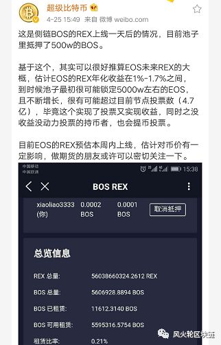 上圖這位也是柚子大佬，其預估的rex年化收益在1%-1.7%，那么上線初期可能不會有太大的影響力，不過這個收益和全網cpu使用有關，如果達到去年年底dapp爆發時的狀態，租賃收益能達到年化7%-10%，那就比較不錯了。